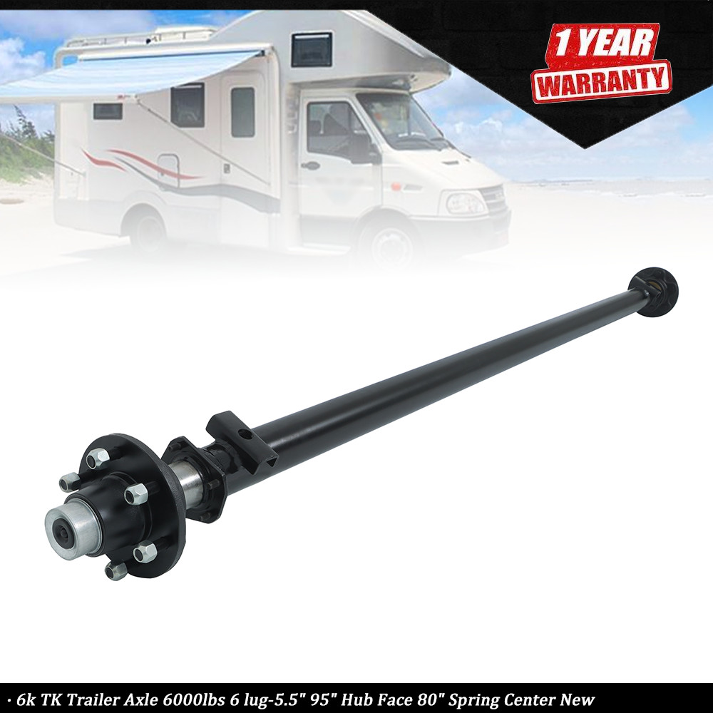6k TK Trailer Axle 6000lbs 6 lug-5.5″ 95″ Hub Face 80″ Spring Center New