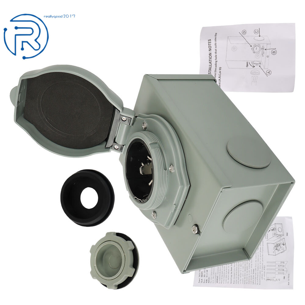 RV 50 Amp Generator Inlet Box NEMA SS2-50P 125/250V Power Inlet Box For 3 Prong