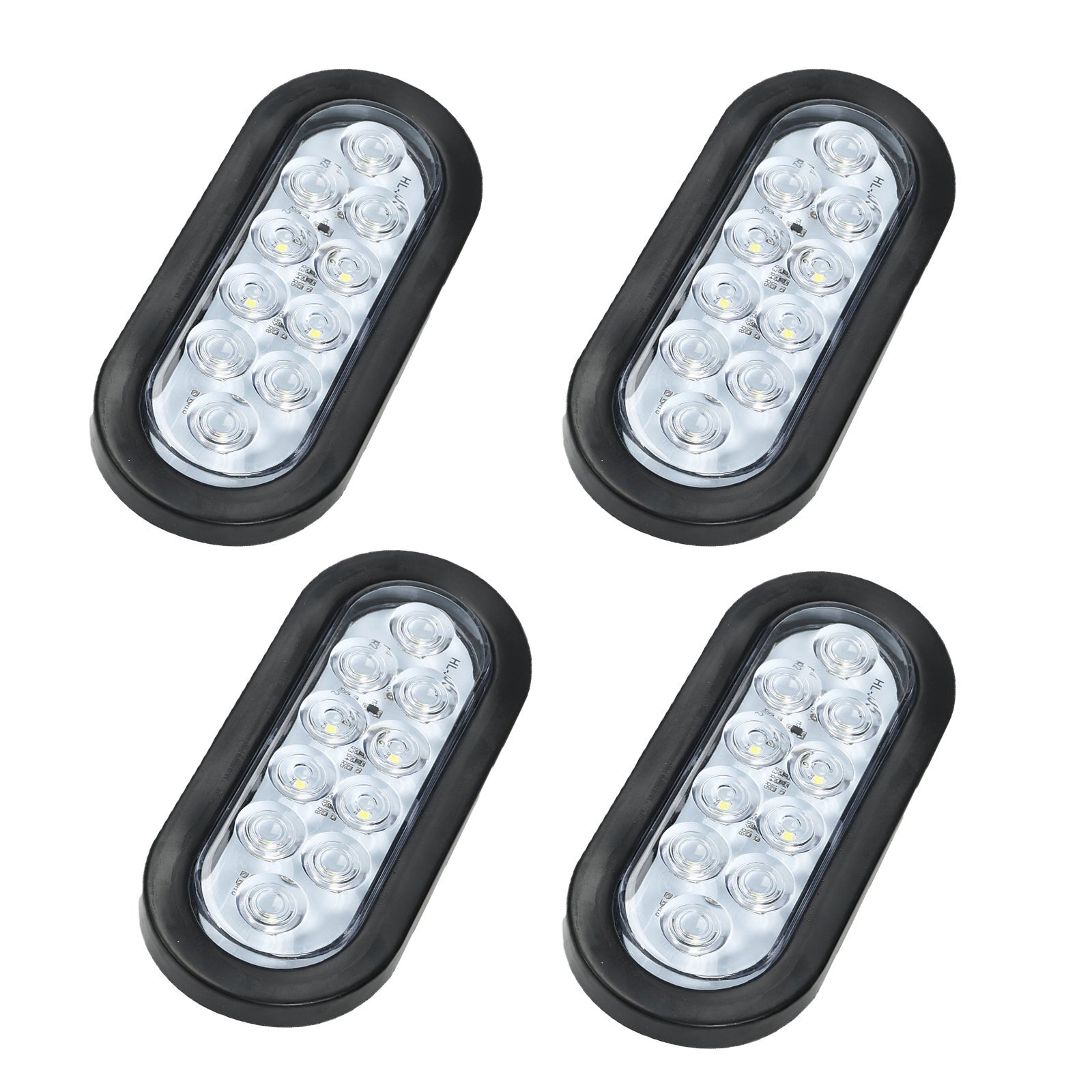 20Pcs 6″ Oval White 10 LED Trailer Truck Reverse Backup Tail Lights Flush Mount