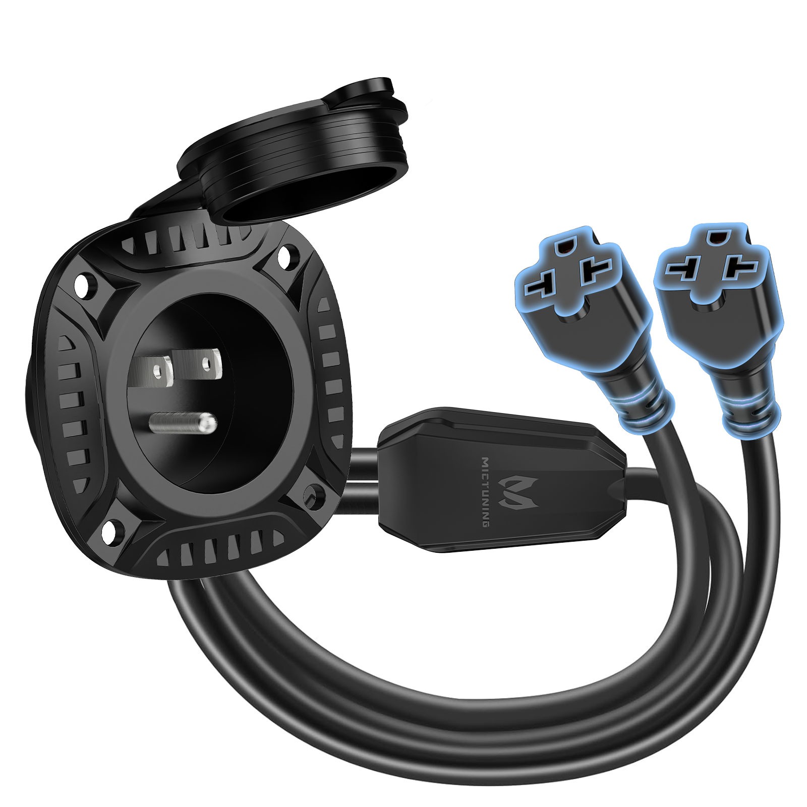 MICTUNING 20A 125V AC Port Plug, 12 AWG Shore Power Inlet Plug 20” Extension