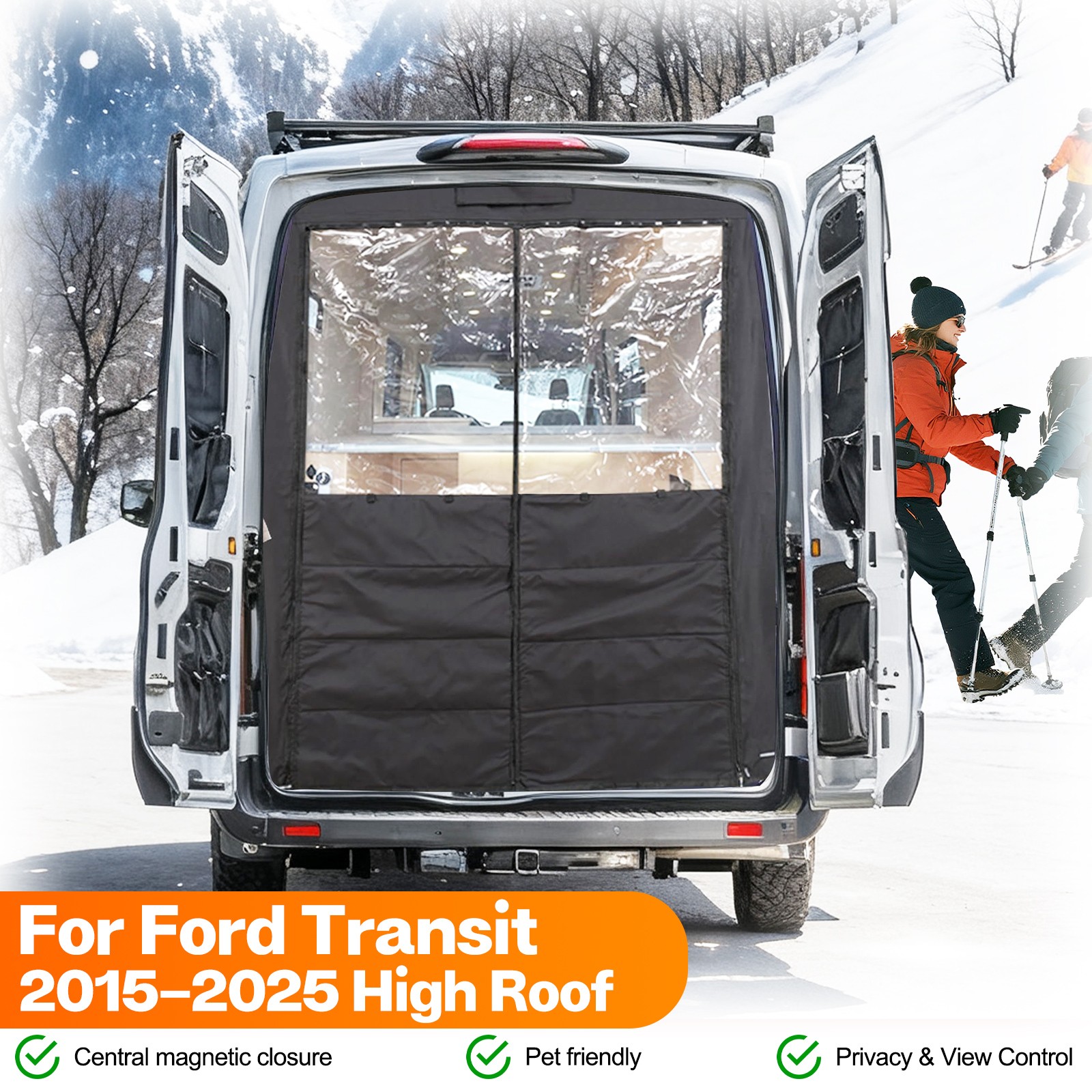 Van Chill Curtain Fit Ford Transit High Roof Rear Door Insulated for Camping