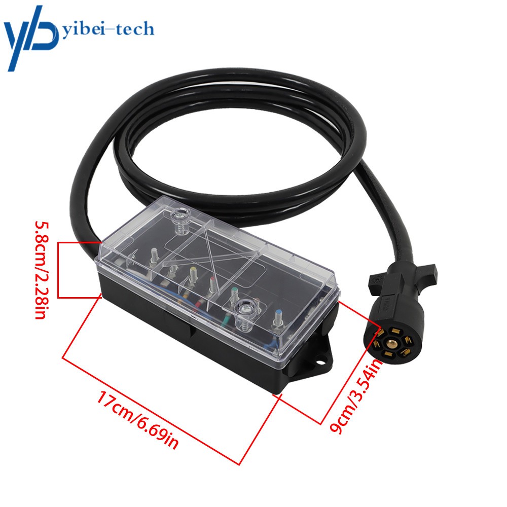 7 Way 7 Pin Trailer Cord Plug Wiring Harness Kit 8/16FT with 7 Gang Junction Box