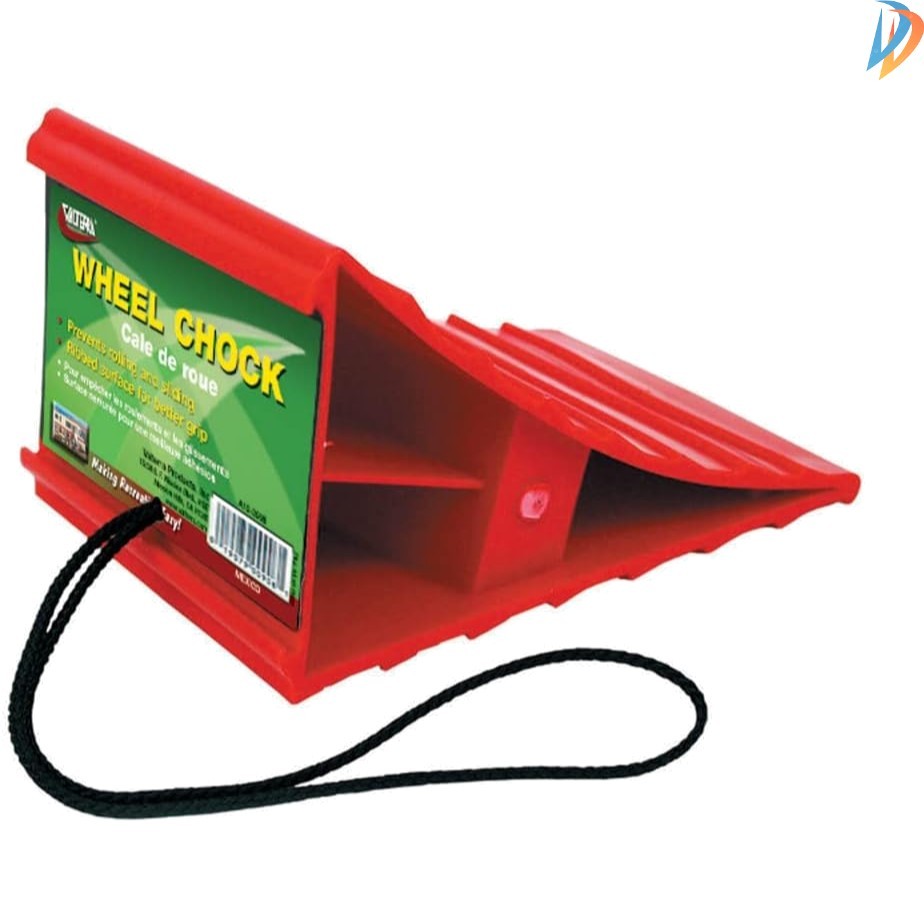 Compact Red Wheel Chock with Nylon Cord – Perfect for RVs, Trucks, and Trailers