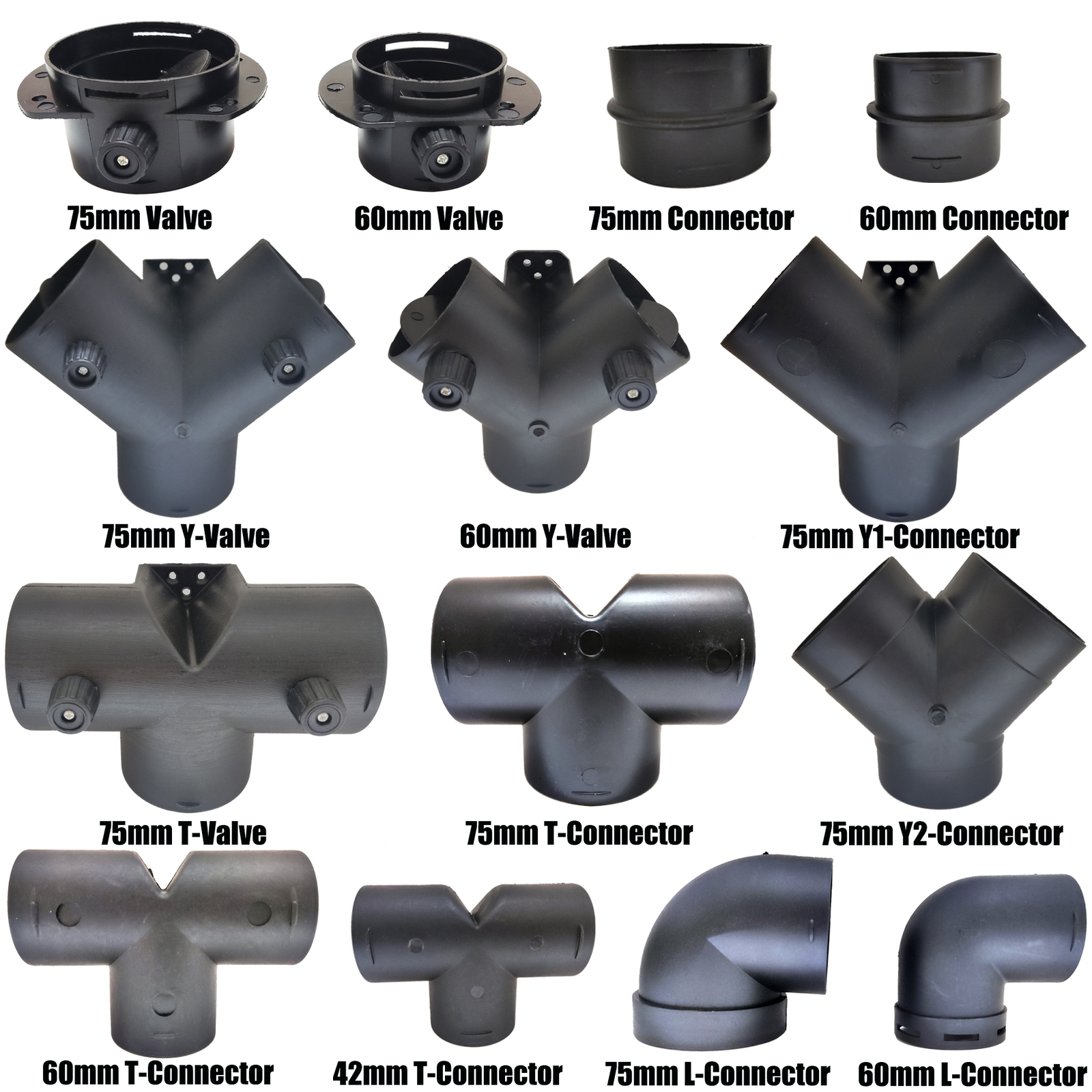 42/60/75mm T Y L Branch Duct Joiner Pipe Air Diesel Heater Hose Connector Valve