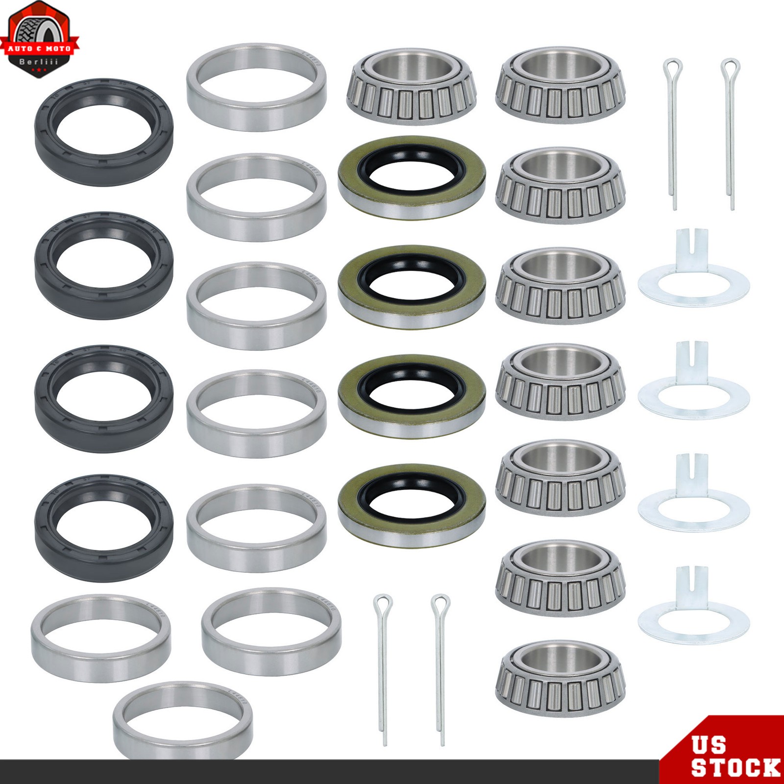 Pack of 4 Trailer Bearing Kits L44649/L44610 For 1-1/16″ 2000 Lbs Trailer Axle