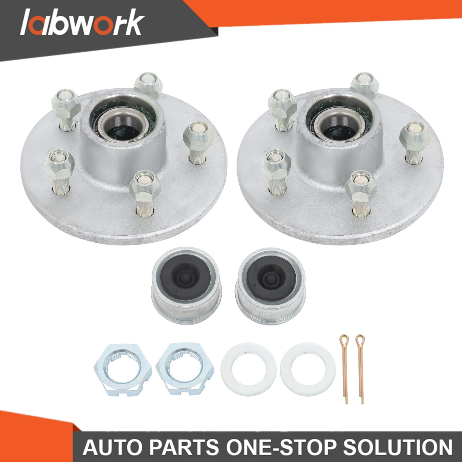 Labwork 2 Sets Pre-Assembled 5 on 4.5′ Galvanized Trailer Hub Kit For 3500 lbs.