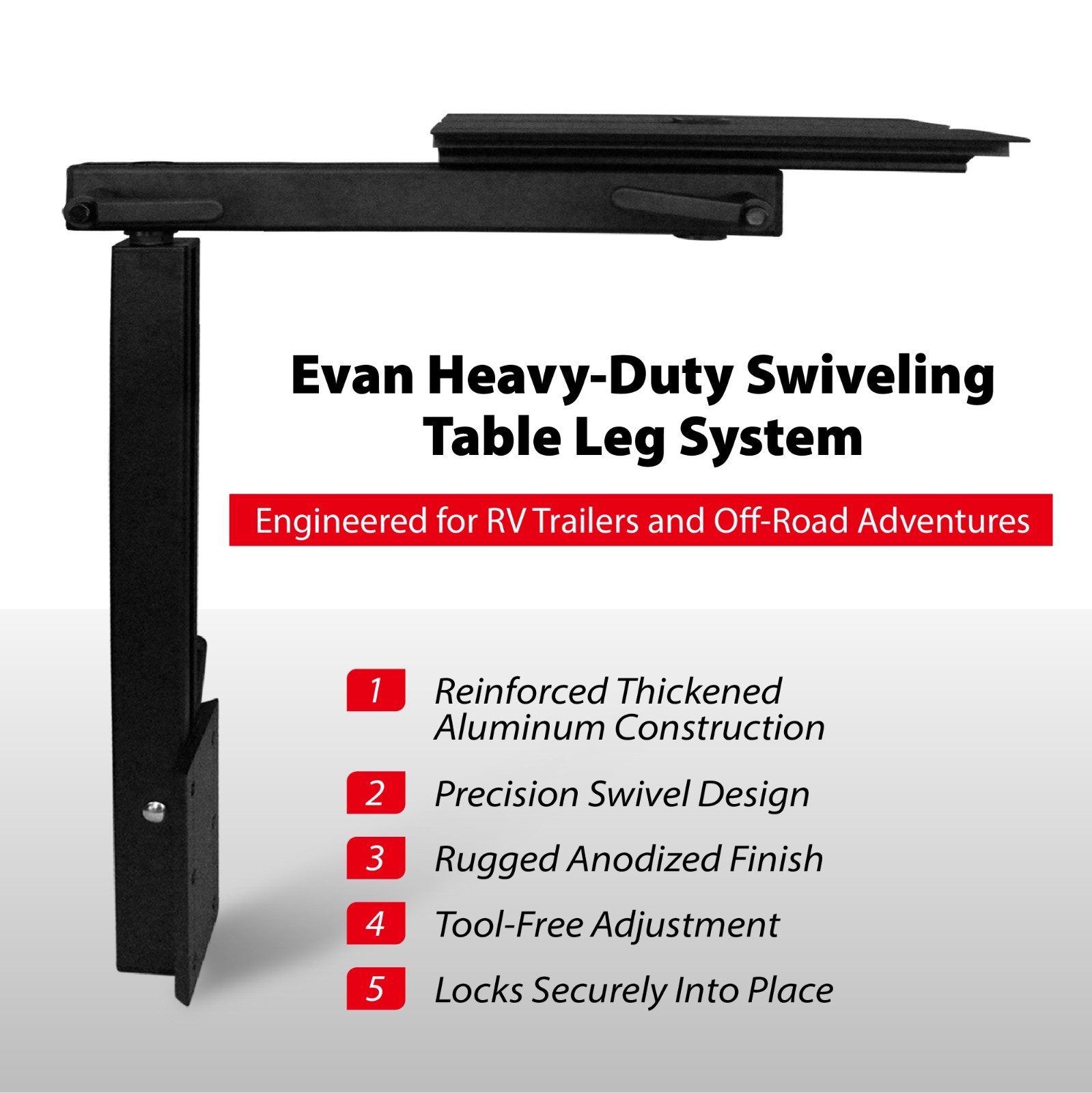 Heavy-Duty Adjustable Swiveling Table Leg System for Camper RV Boat, Load 220Lbs