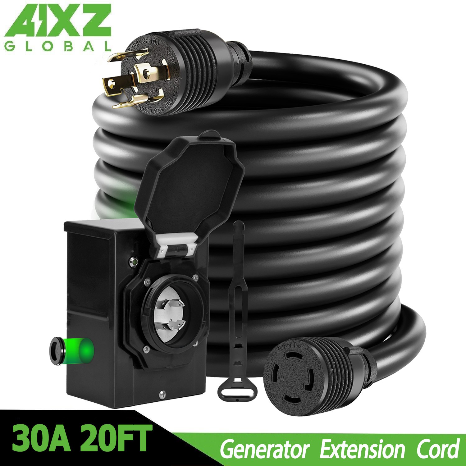 NEMA L14-30P/L14-30R 20FT 30A Generator Cord with Pre-Drilled Power Inlet Box