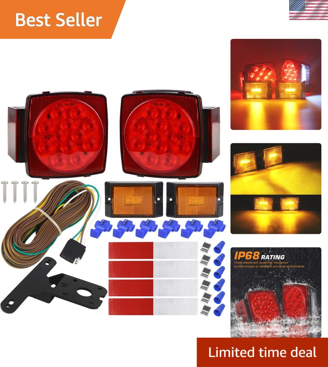 Submersible LED Trailer Light Kit for Trucks, RVs & Boats – , 80″ Compatible