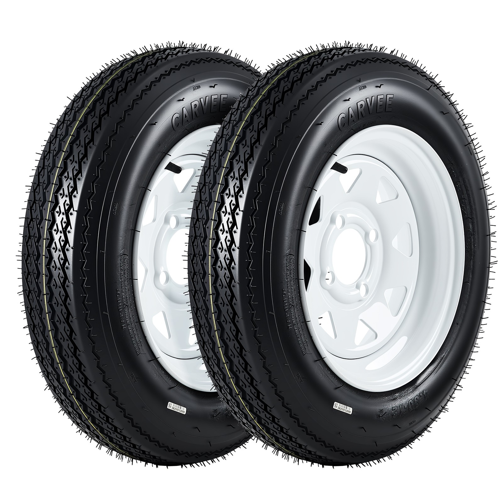 2 Pack 480-12 4.80×12 4.80-12 4.8-12 Trailer Tires with 12” Rims, 4 Lug on 4″