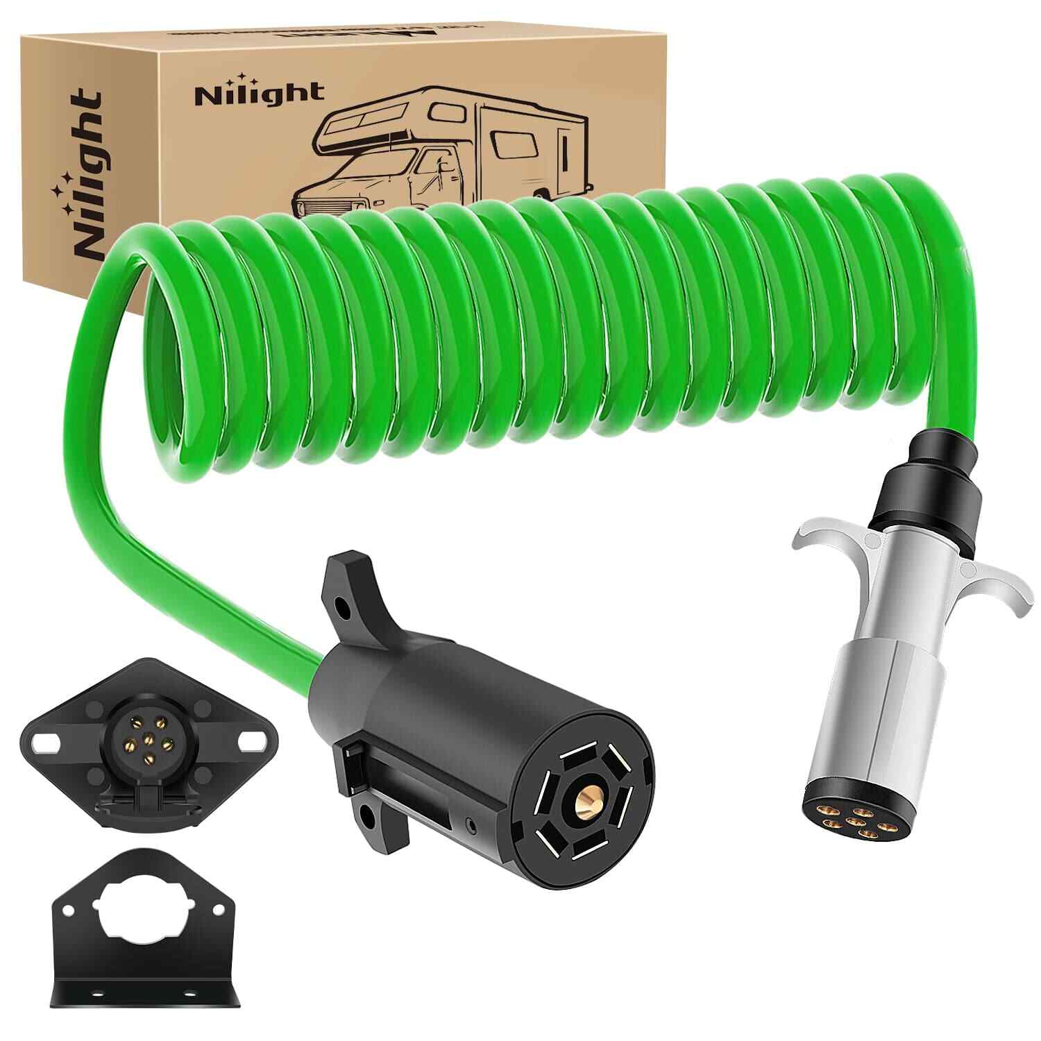 Nilight 8ft 7 Way to 6 Way Trailer Plug Adapter