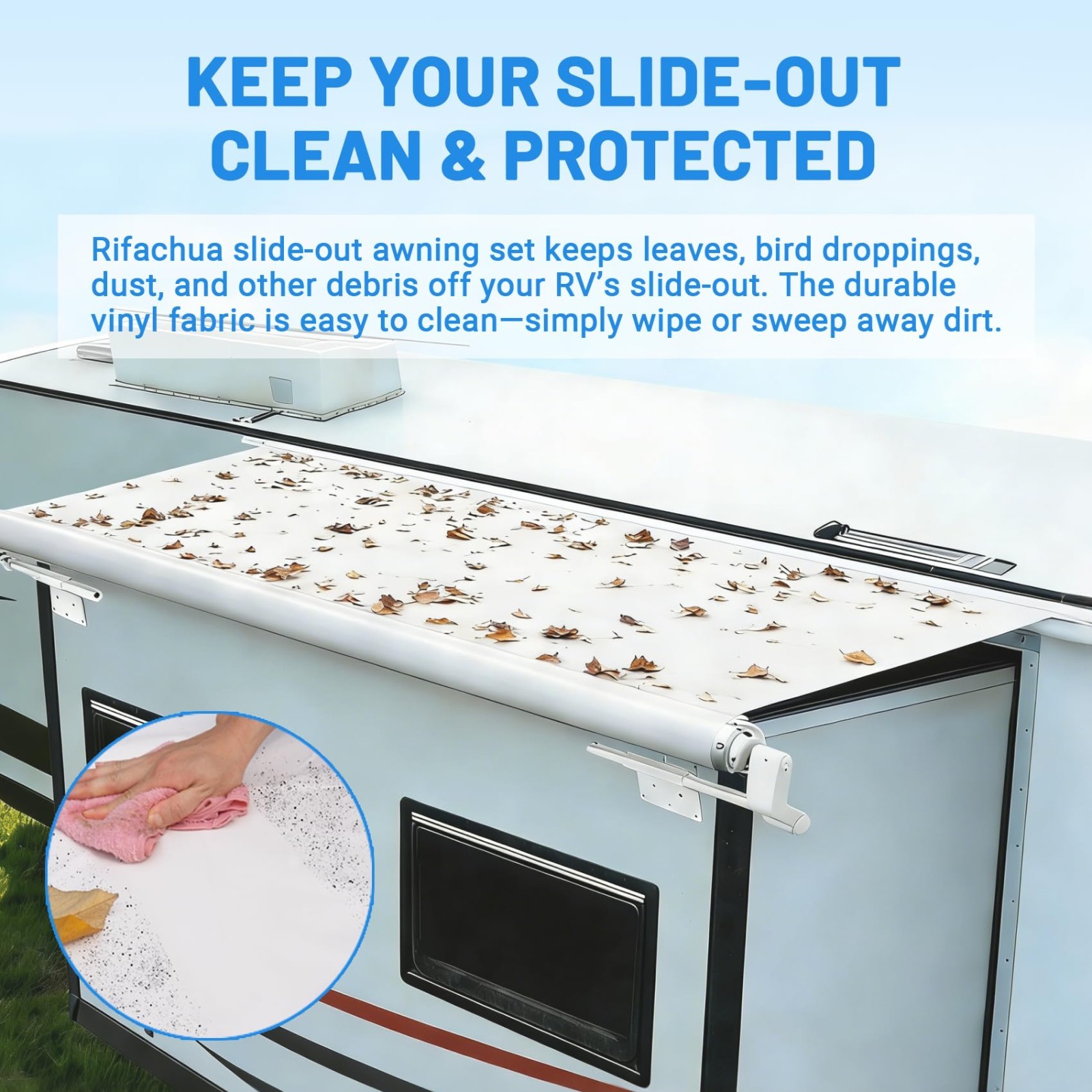 Universal RV Slide Out Awning Fabric Replacement – 170″ Slide Topper Cover