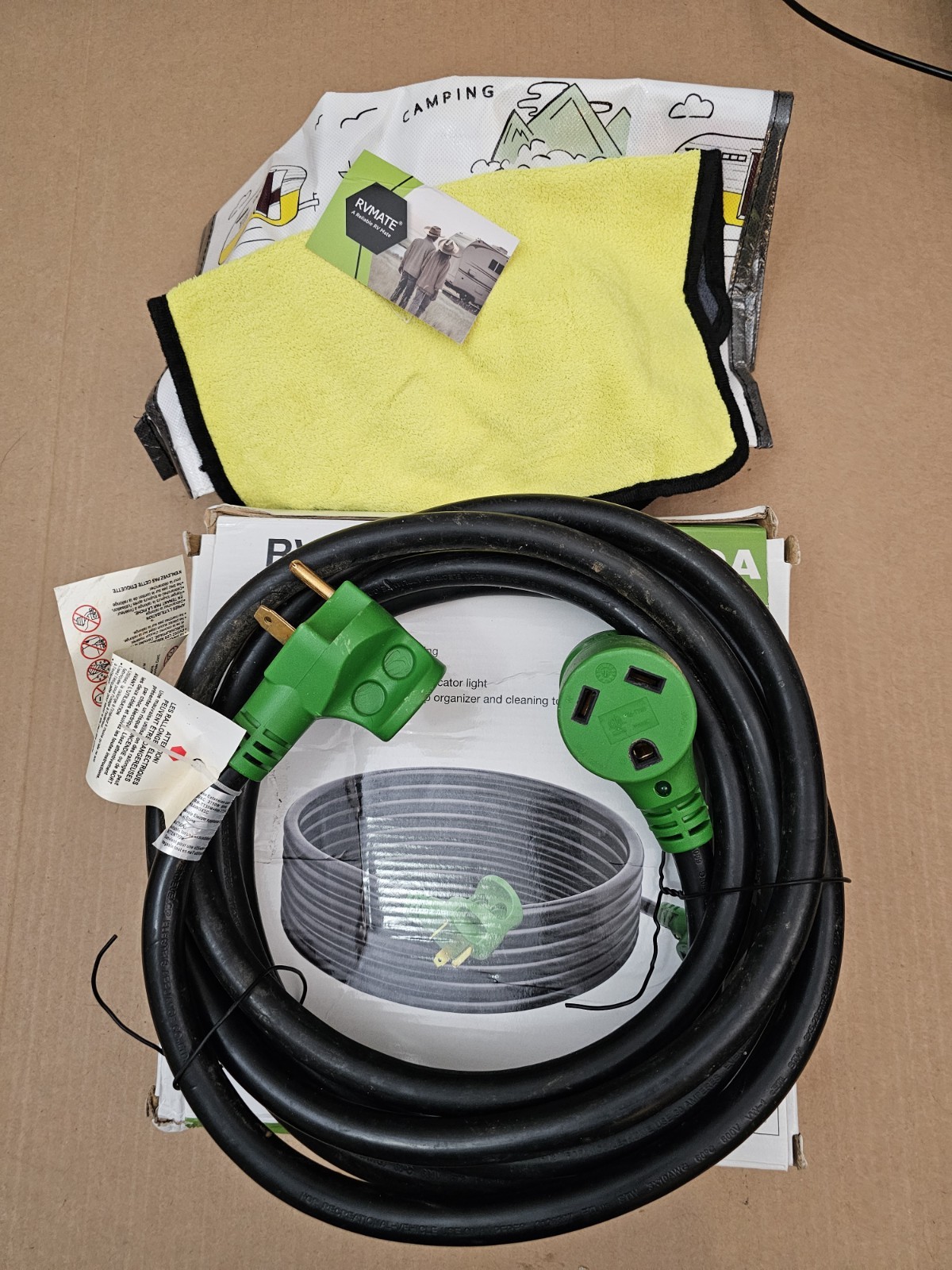 RV Power Extension Cord 15FT with LED Light Rvmate