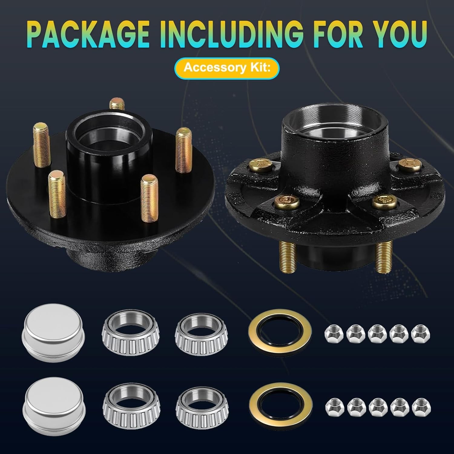 For Rvs 5-Hole 4.5 Bolt New Fit For 2000lb Axle Trailer Idler Hub Kits