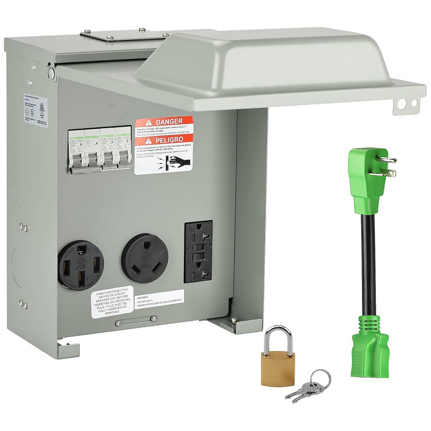 RVMATE RV Temporary Power Outlet Panel with Breaker, ETL Listed 20 30 50 Amp…