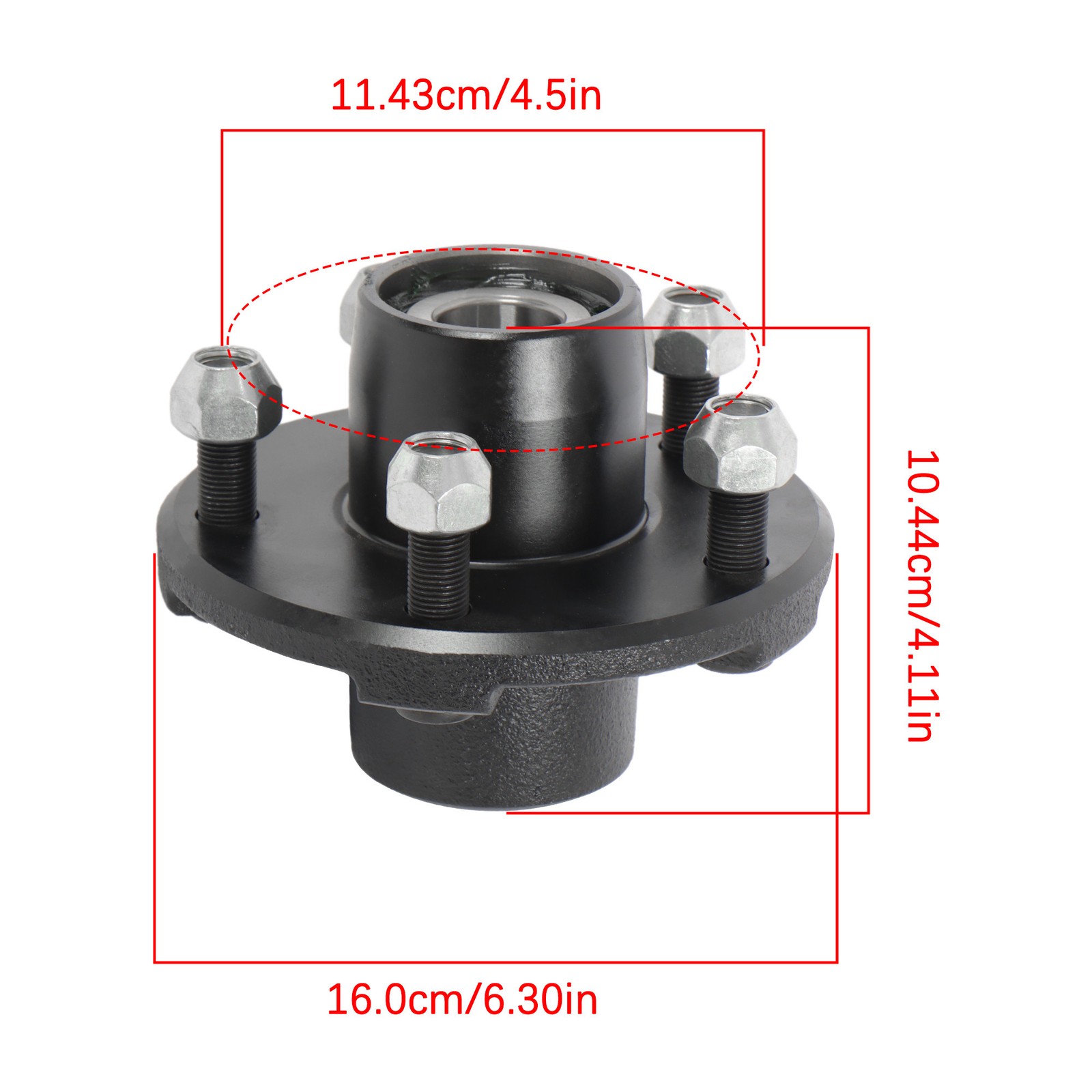 Bearing Pair of 5-Bolt On 4-1/2 Inch Hub Assembly (2) 1 Inch Straight Spindles