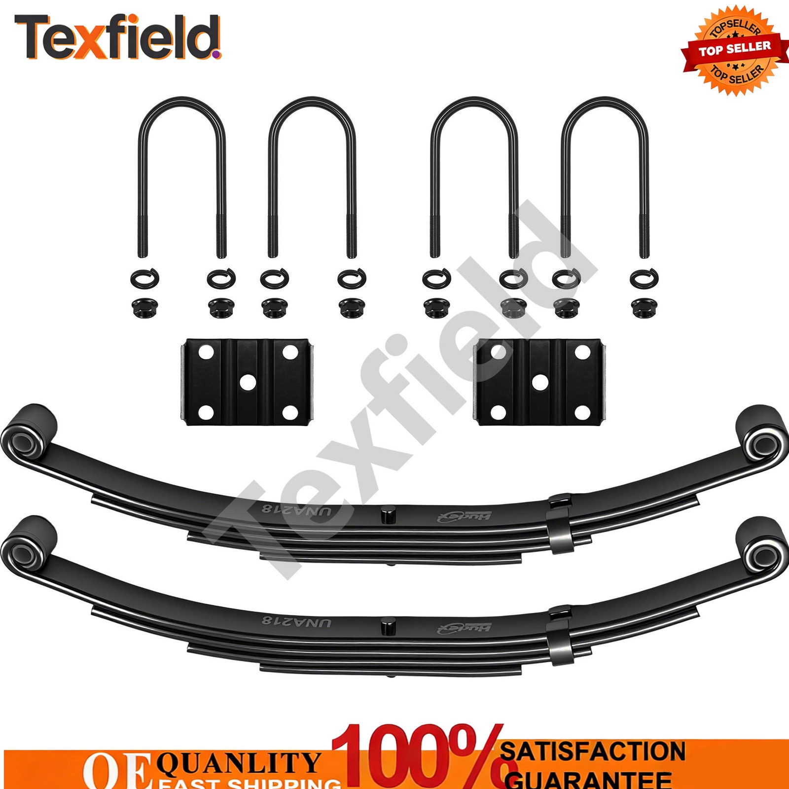 3500lbs Single Trailer Axle Suspension Set Include Leaf Springs & U-bolt