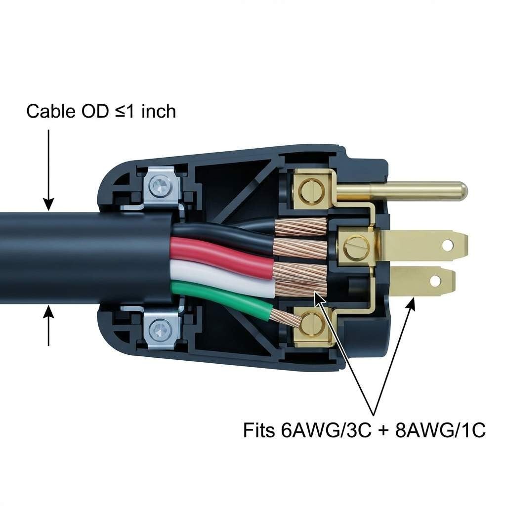 QWORK Nema 14-50P 50 Amp Male RV Replacement Plug, 2 Pack 125/250V Black
