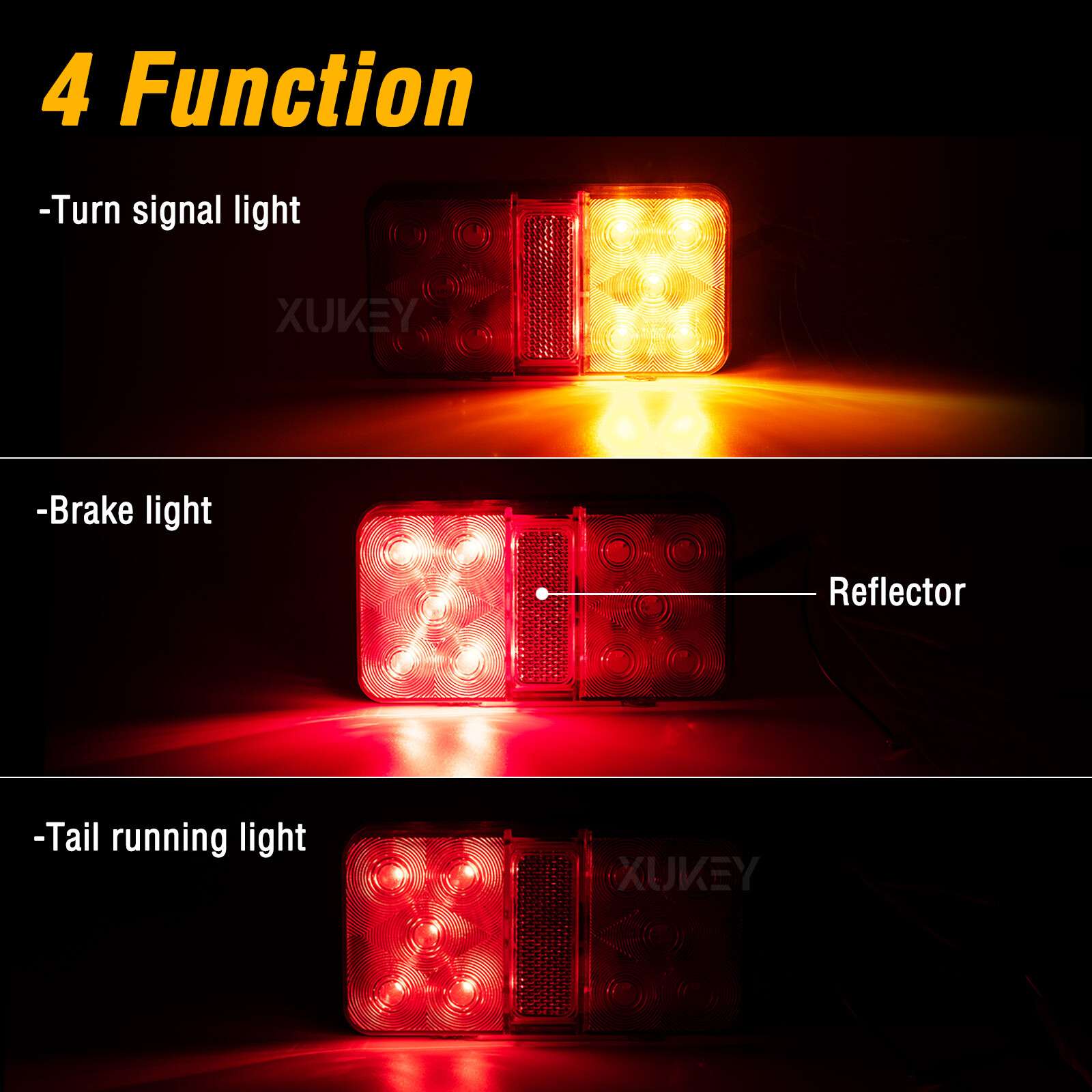 Rear Led Trailer Tail Light Boat Marker Truck Waterproof Indicator Turn Signal