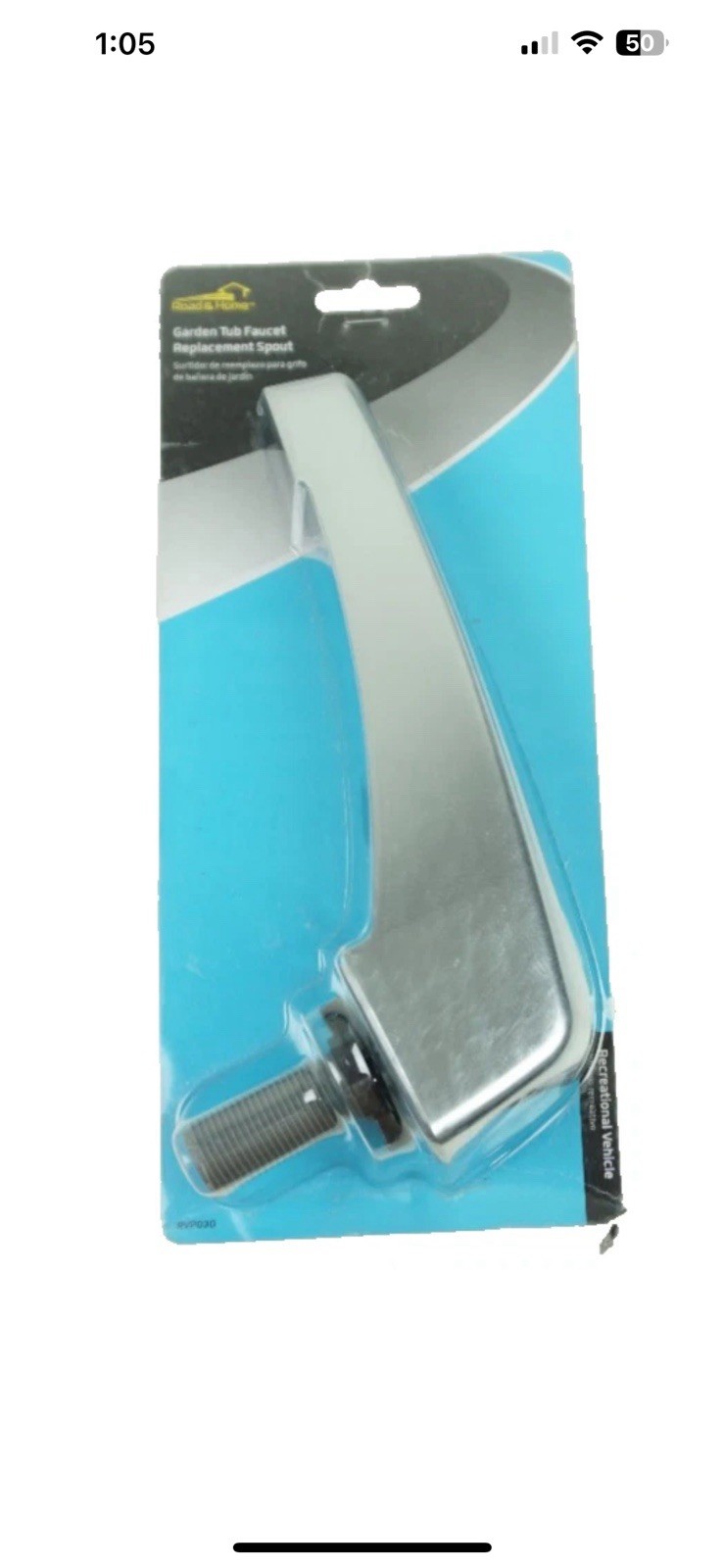 Road & Home Polished Chrome Bathtub Spout Garden Tub Faucet RV 35717