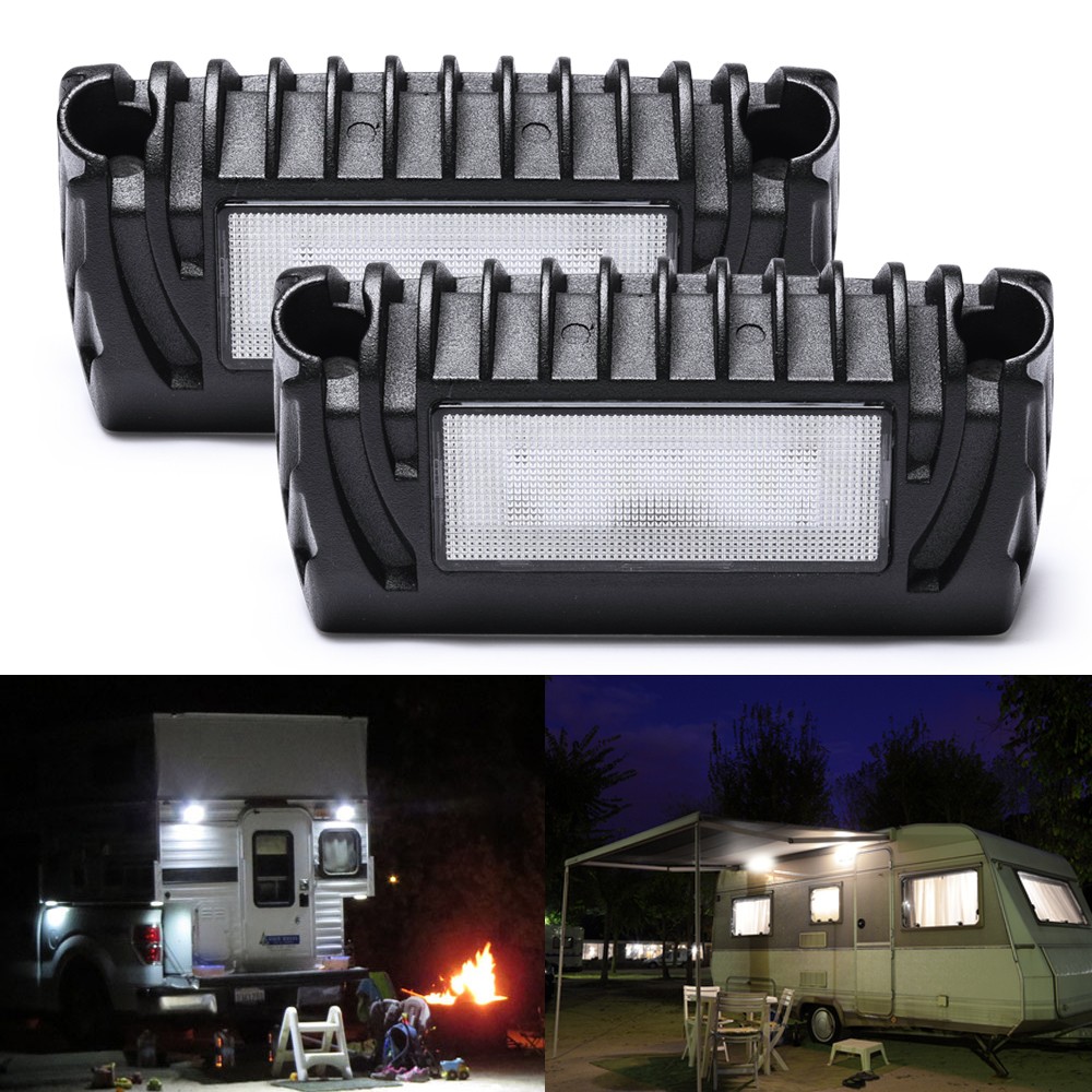 2X RV Lights Exterior,12V RV Porch Light Aluminum Low Current Led Scene Lighting
