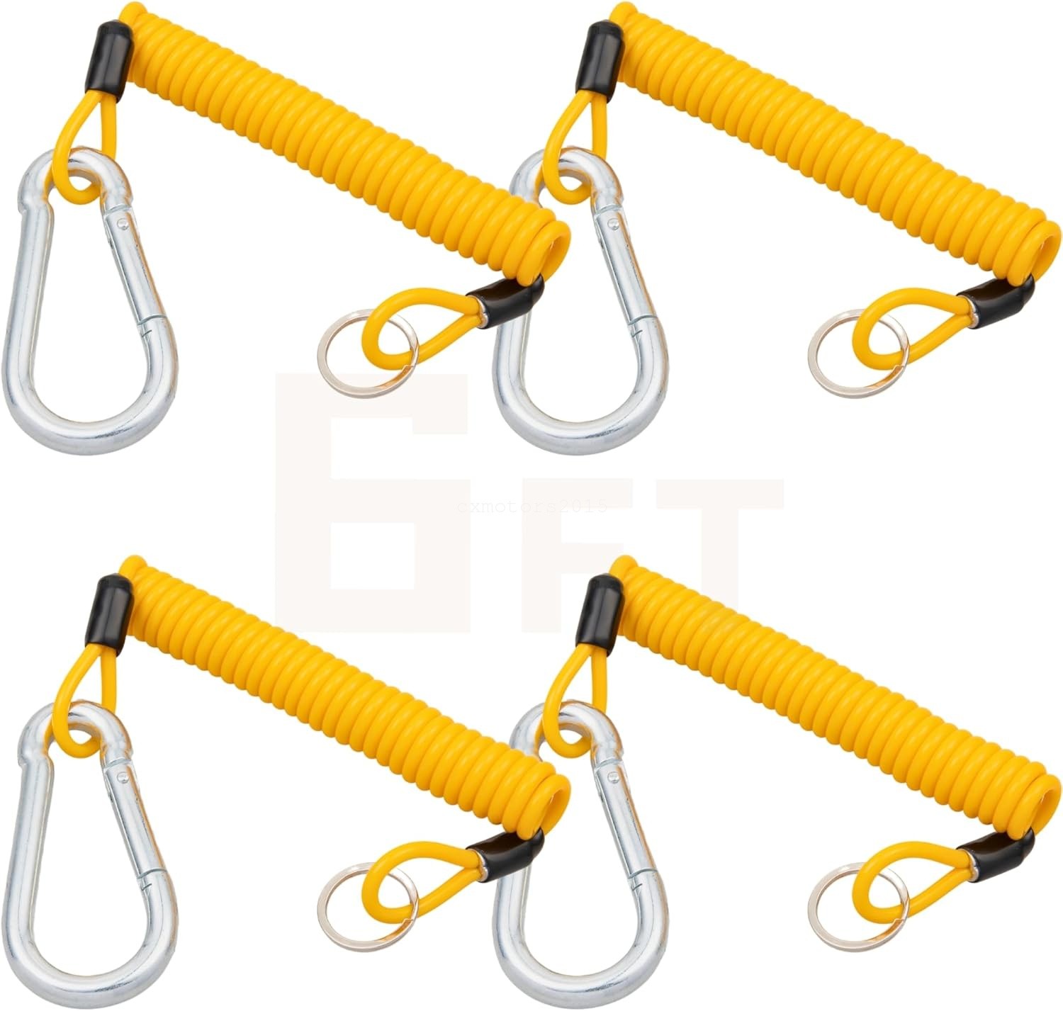 6FT Breakaway Trailer Cable RV Safety Spring Rope Coiled Brake Away Cable 4x