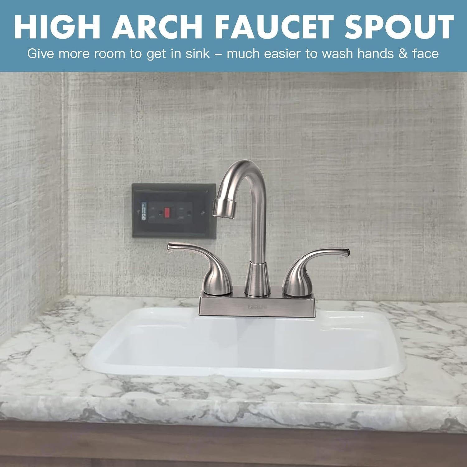 RV Bathroom Faucet, 4 inch Sink Faucet Brushed Satin Nickel