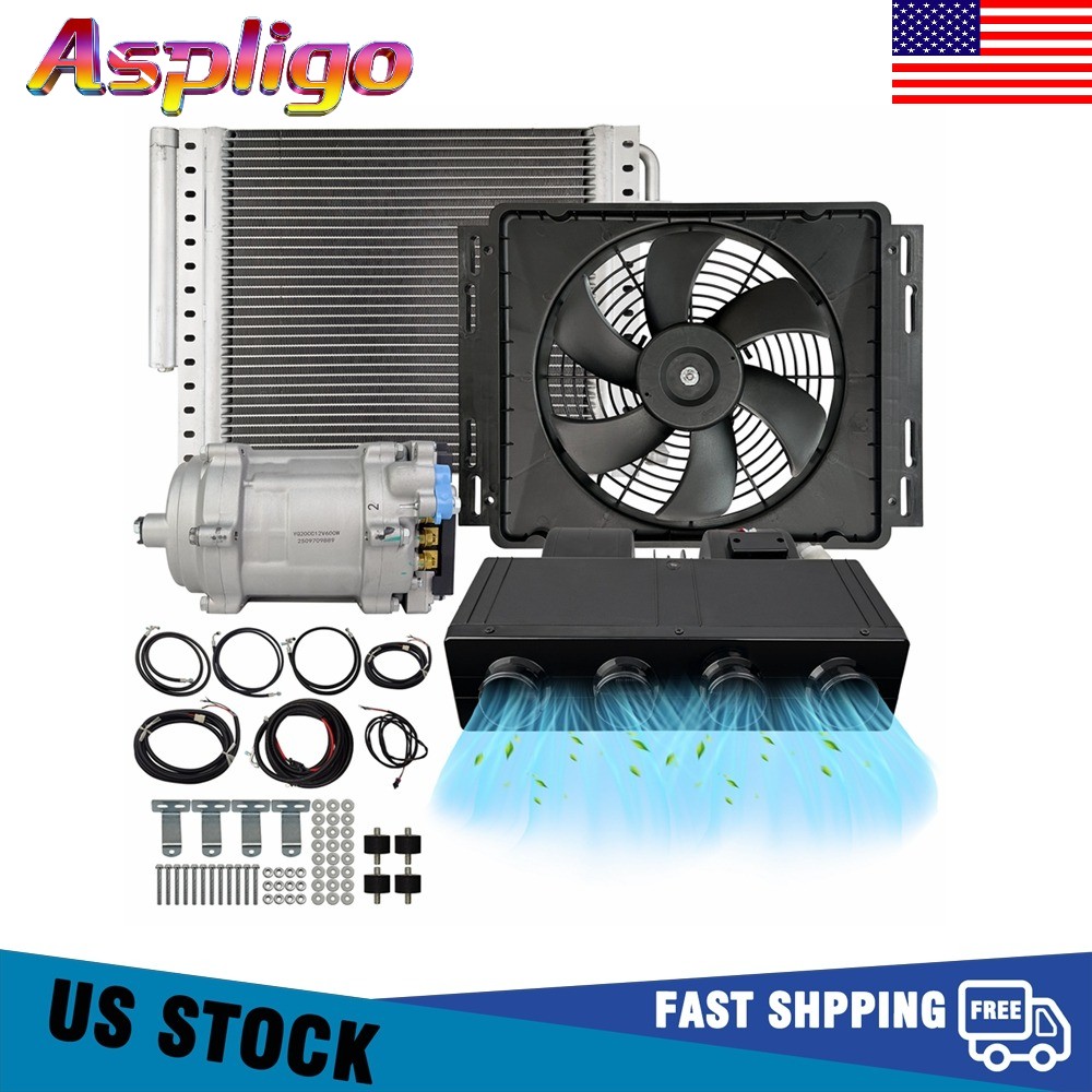 Aspligo 12V Electric Cooling Underdash Air Conditioner Low Noise Auto A/C US