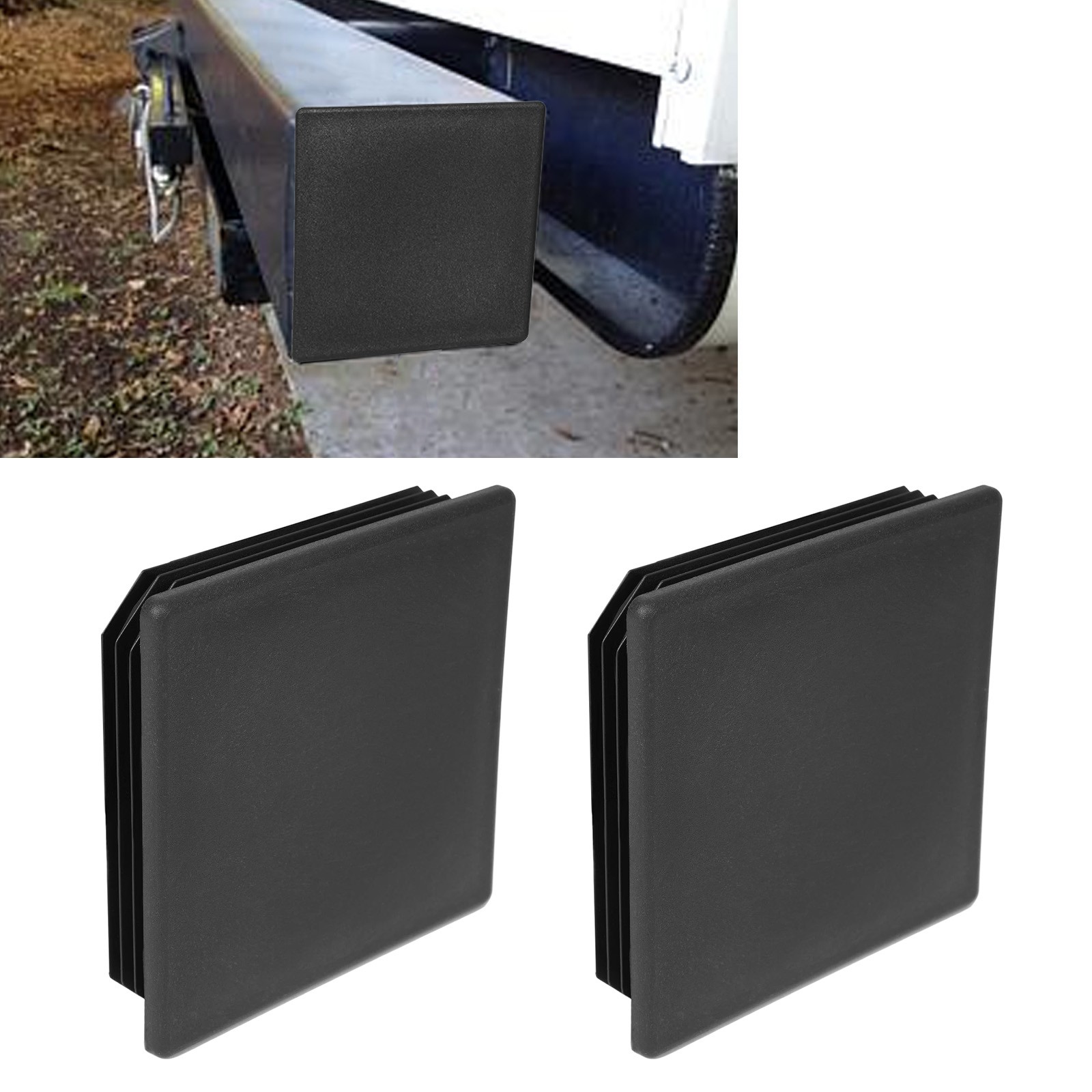 New 4″ 2 Pack Square Rubber Bumper Plug End Cap Cover for RV Camper Trailer