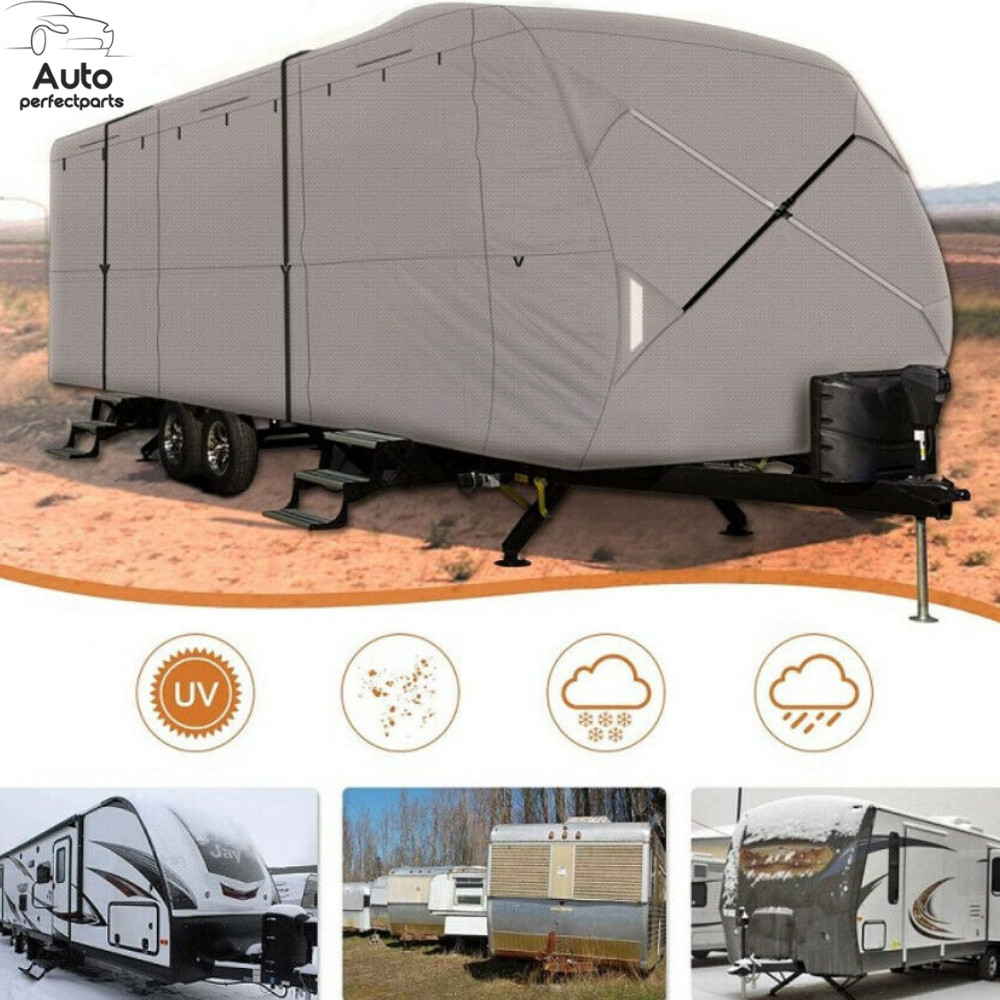 For 18′-33′ Camper Non-Woven Fabric Travel Trailer RV Cover Waterproof Anti-Dust