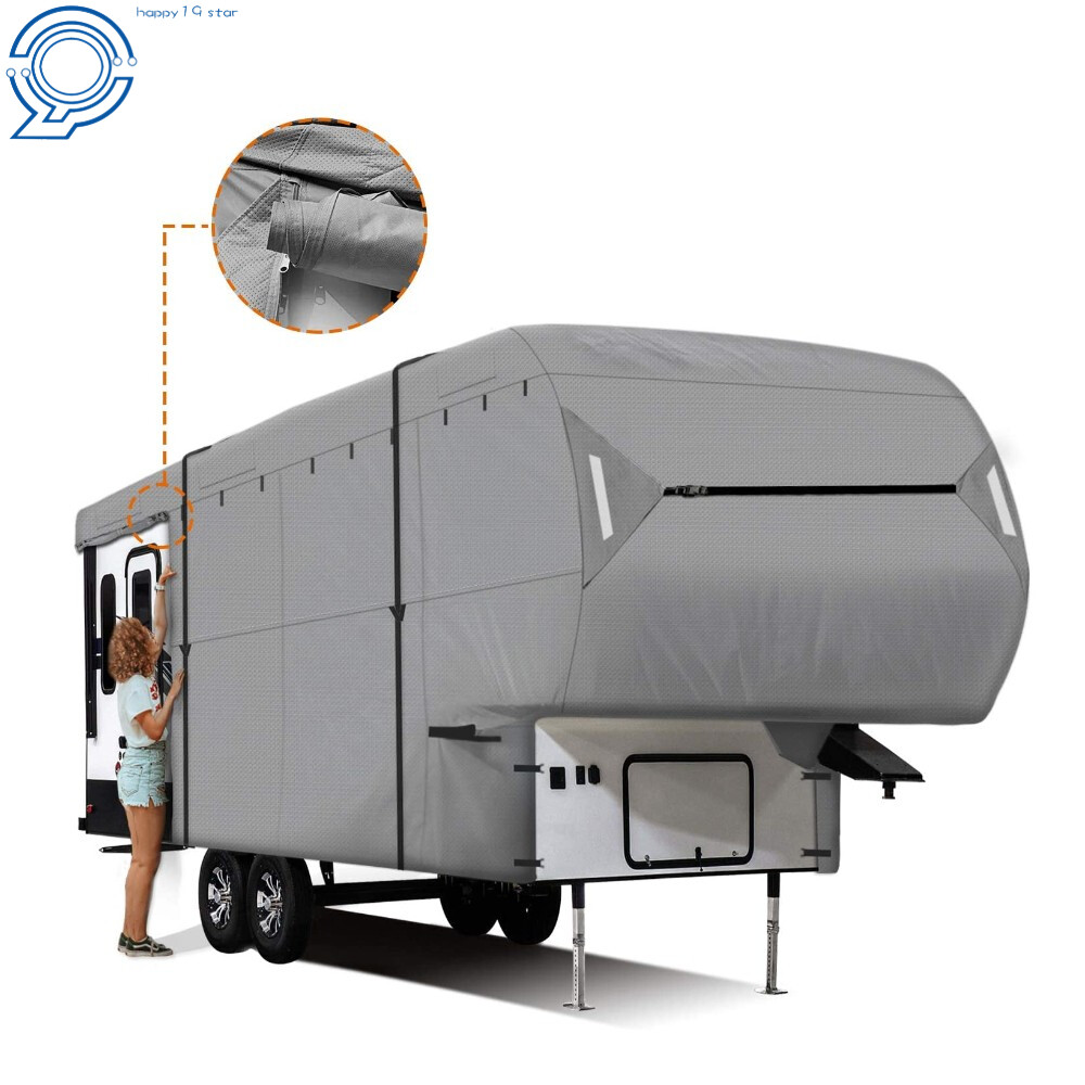 33′-37′ FT 4-Ply Waterproof 5TH Wheel RV Motorhome Camper Storage Cover Gray