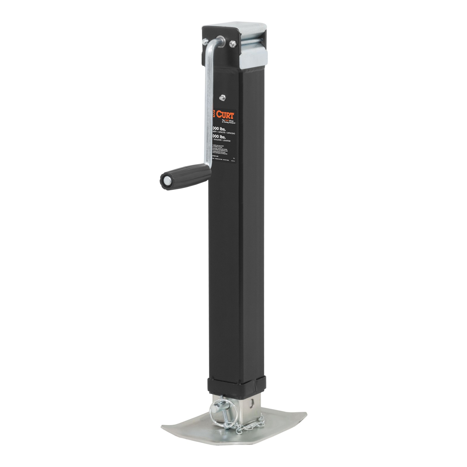 Direct-Weld Square Trailer Jack w/ Side Handle 8K lbs, 15″ Travel 28575 CURT