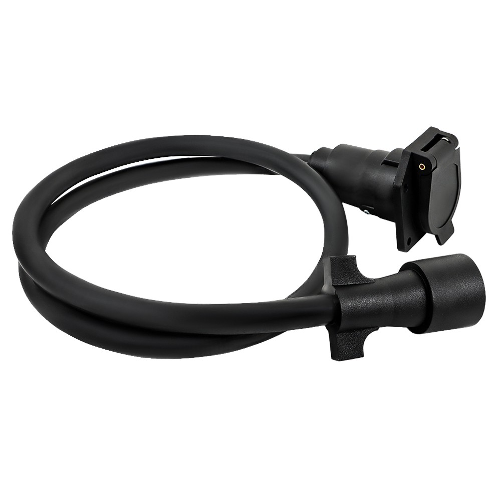 7 Way 7 Pin Trailer Extension Cord 4/6/8/10/12FT w/ Plug Double Prongs Connector