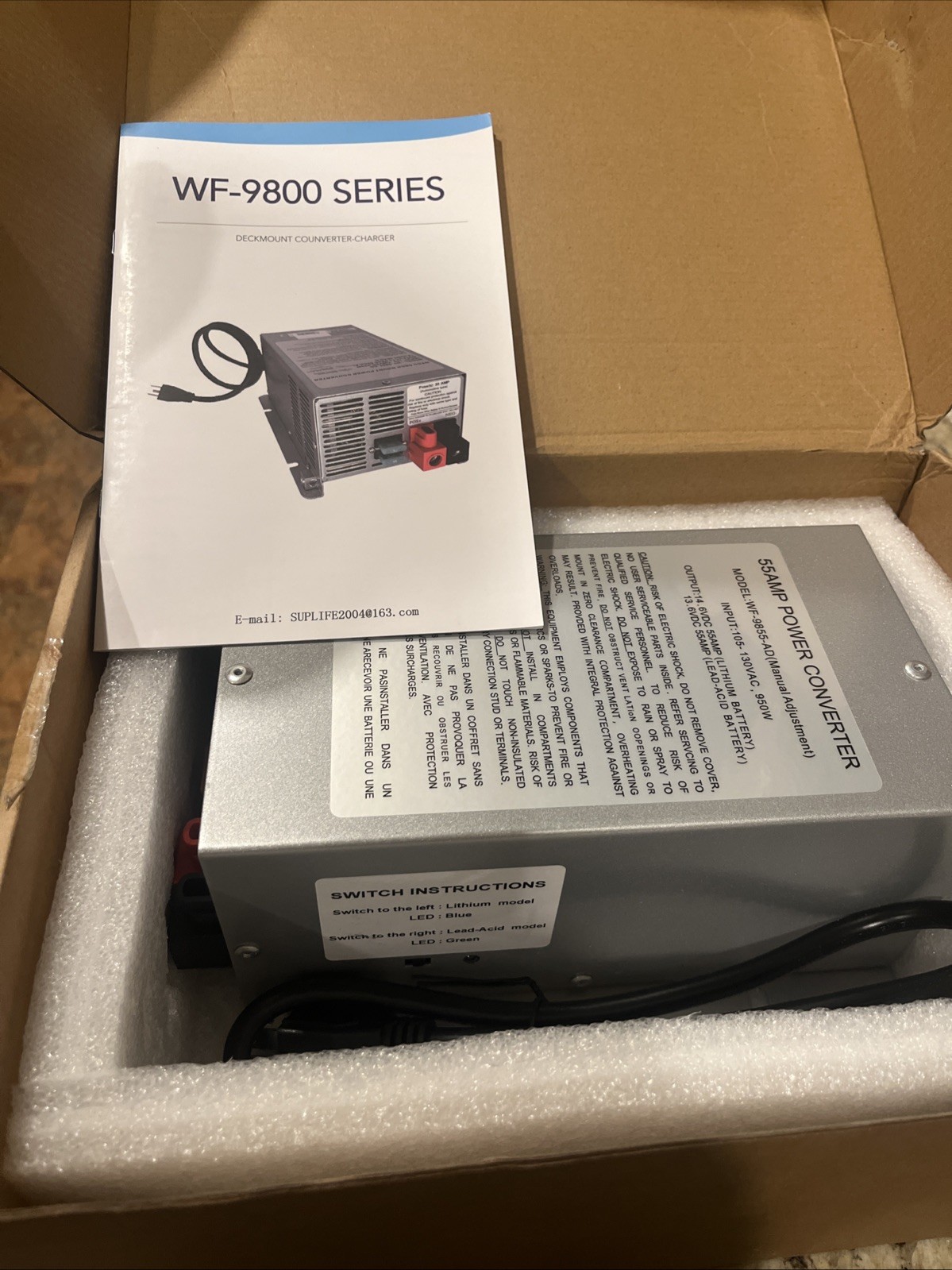 WF-9855 RV Converter 55 Amp Deck Power Converter Charger RV Trailer Camper 12V