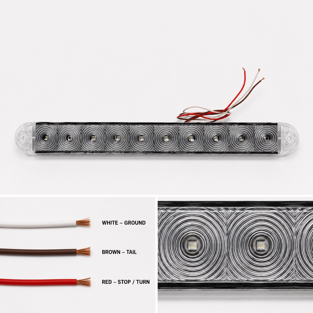 2 -LED 15″ Slim Trailer Stop Turn Tail Brake Red Light-Clear Lens, Truck