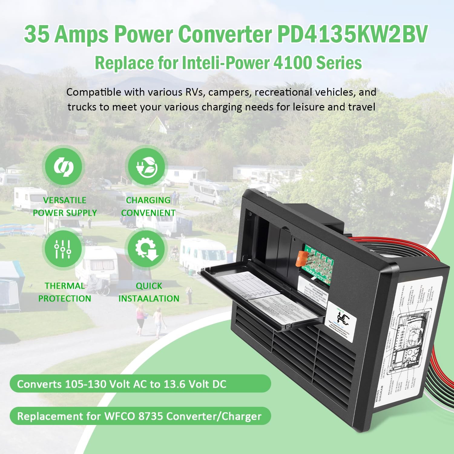 35A RV Power Converter PD4135KW2BV Inteli-Power 4100 Series Replace for WF8735