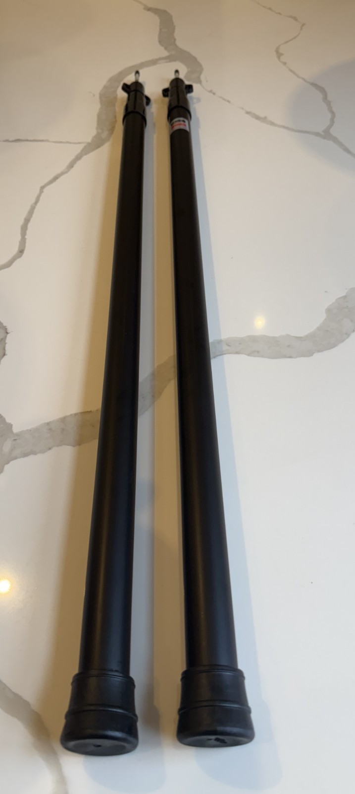 Set of 2 Telescopic Aluminium MATT BLACK Tent Poles Incl Bag. 90cm to 228cm