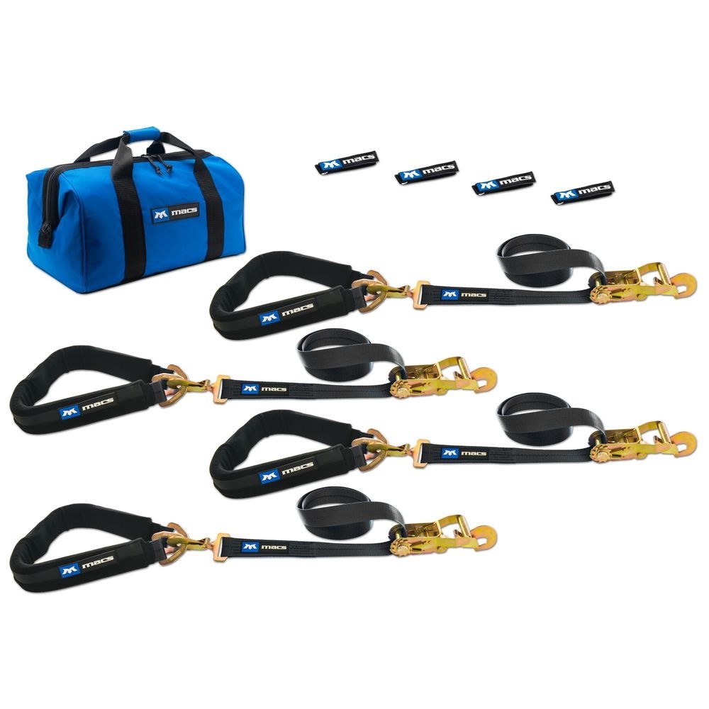MAC’S 2″ x 8′ Pro Pack Premium Tie-Down Kit with 40″ Axle Strap Direct Hook Ends