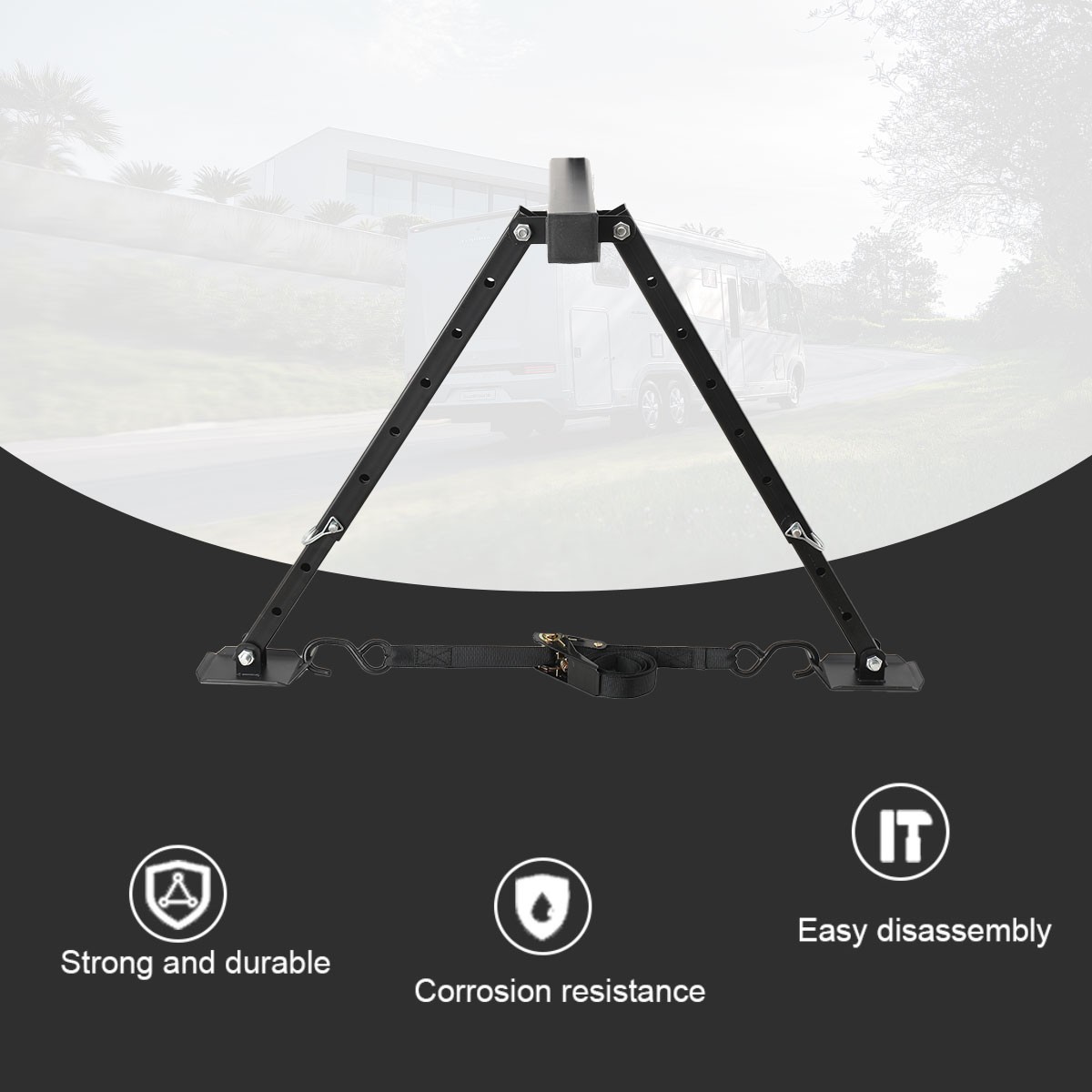 RV Hitch Mount Stabilizer;Adjustable Camper Rear Bumper Stabilizer for 2” Hitch