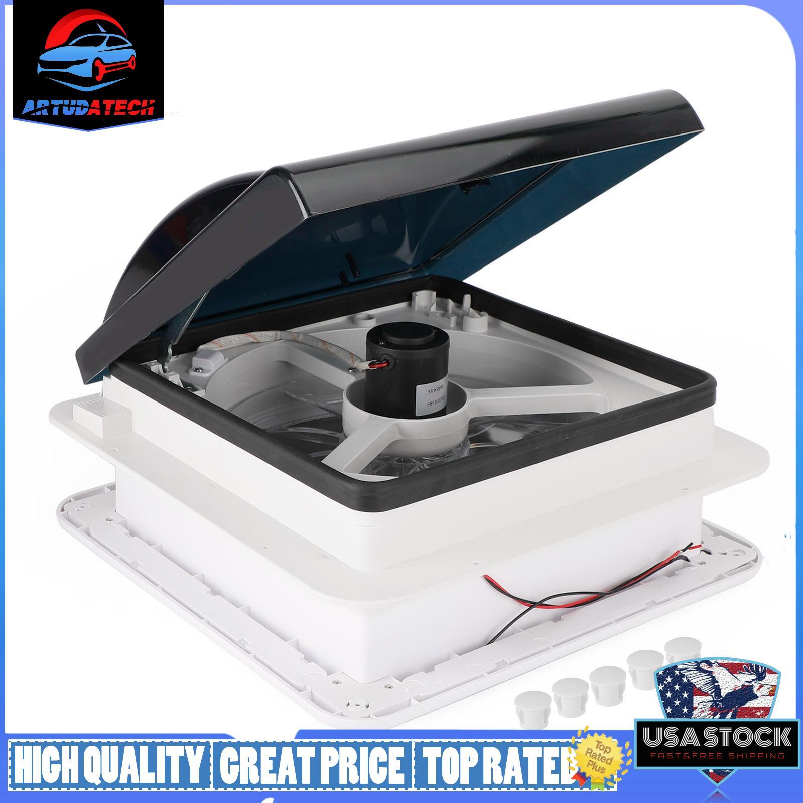 14″ RV Caravan Roof Vent Manual RV Camper Fan 12V Skylight With LED Light