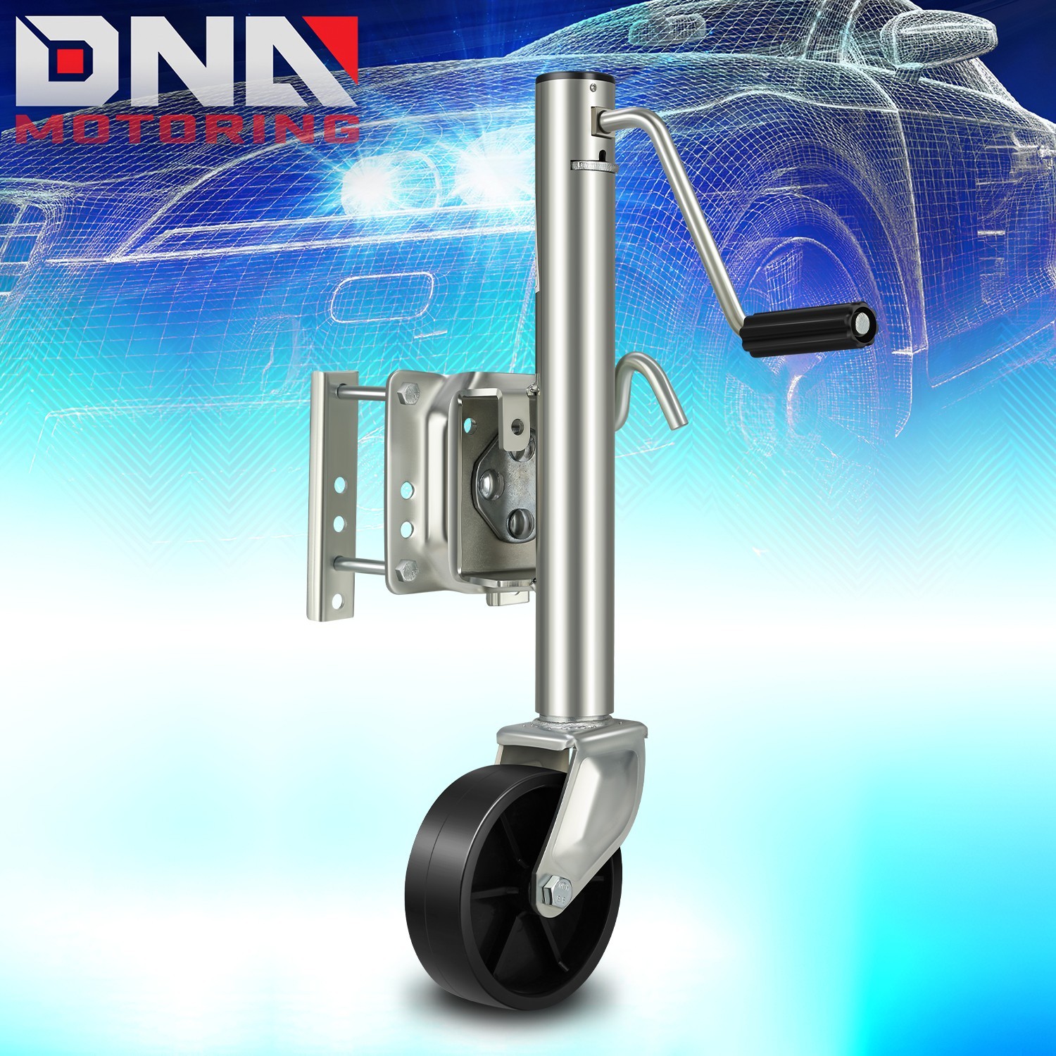 Dual Wheel Trailer Tongue Jack 1200lb Capacity Swivel Boat RV Lift Roller Stand