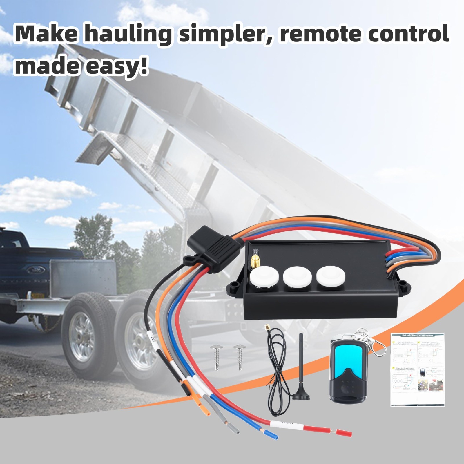 G3-H01 Dump Trailer Wireless Remote Control System Kit Hydraulic Lift Winch Tilt