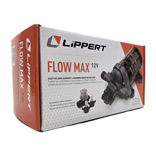 Lippert 689052 Flow-Max 3 GPM 12V 45 PSI 8A Max RV Fresh Water Pump