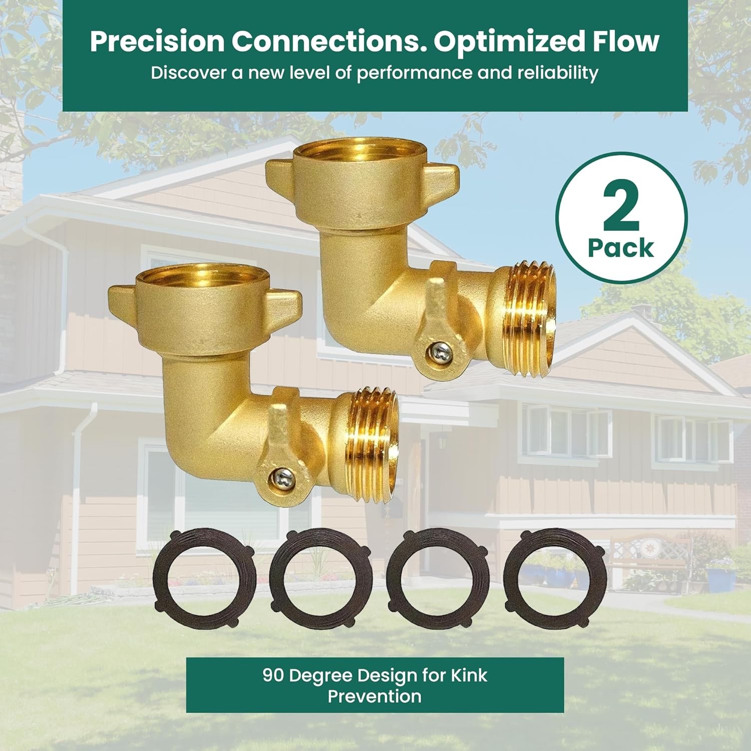 90° Brass Garden Hose Elbow with Shut-Off Valve, Heavy Duty 3/4″ GHT Right Angle