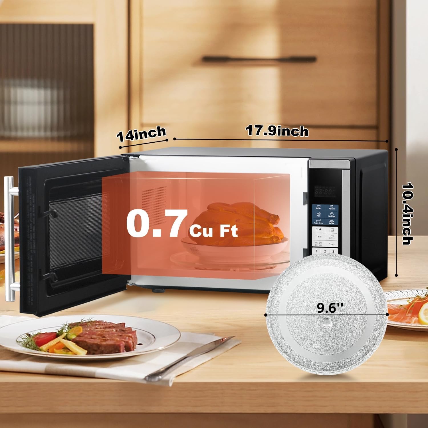 Smad Affordable 0.7 cu.ft 110V Basic Microwave – Compact Power for Small Spaces