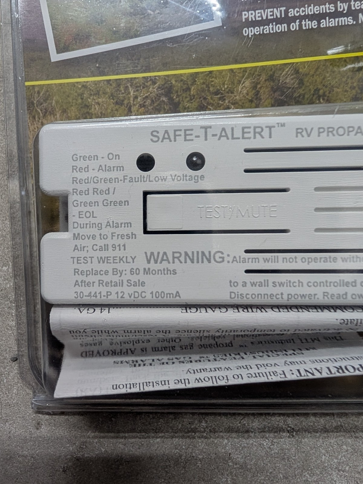 SAFE T ALERT RV PROPANE GAS ALARM 30441PWT
