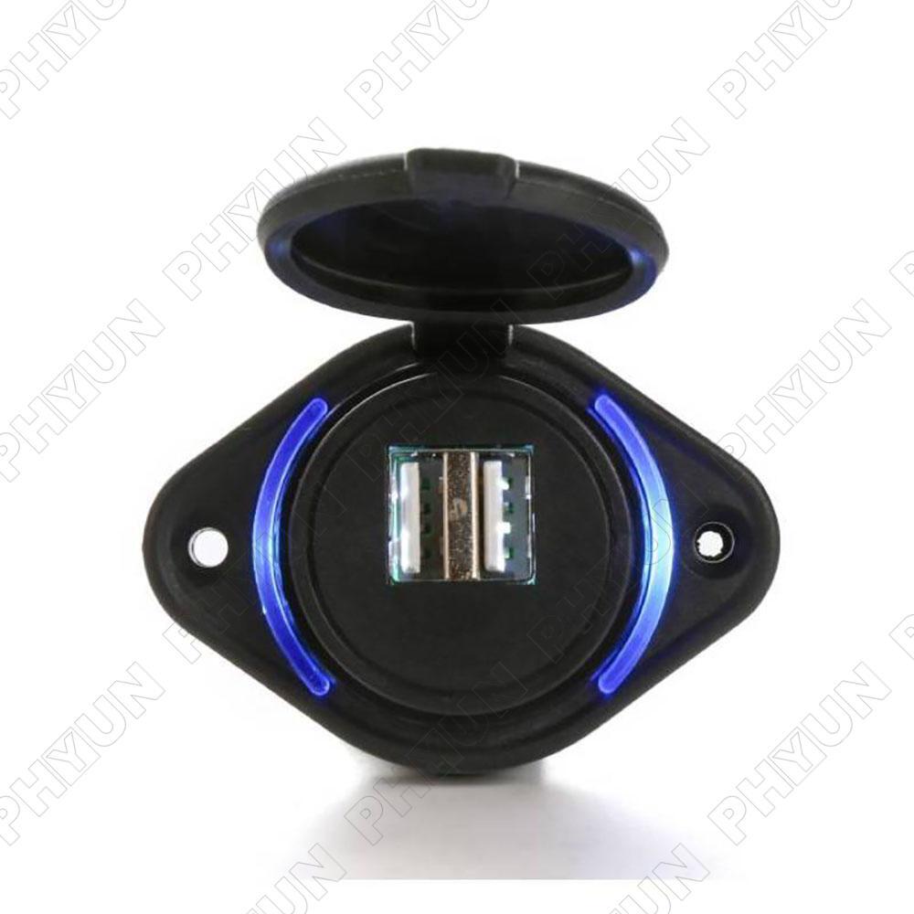 12V Dual USB LED Charger Surface Mounted Caravan Boat USB Ports For Campervan