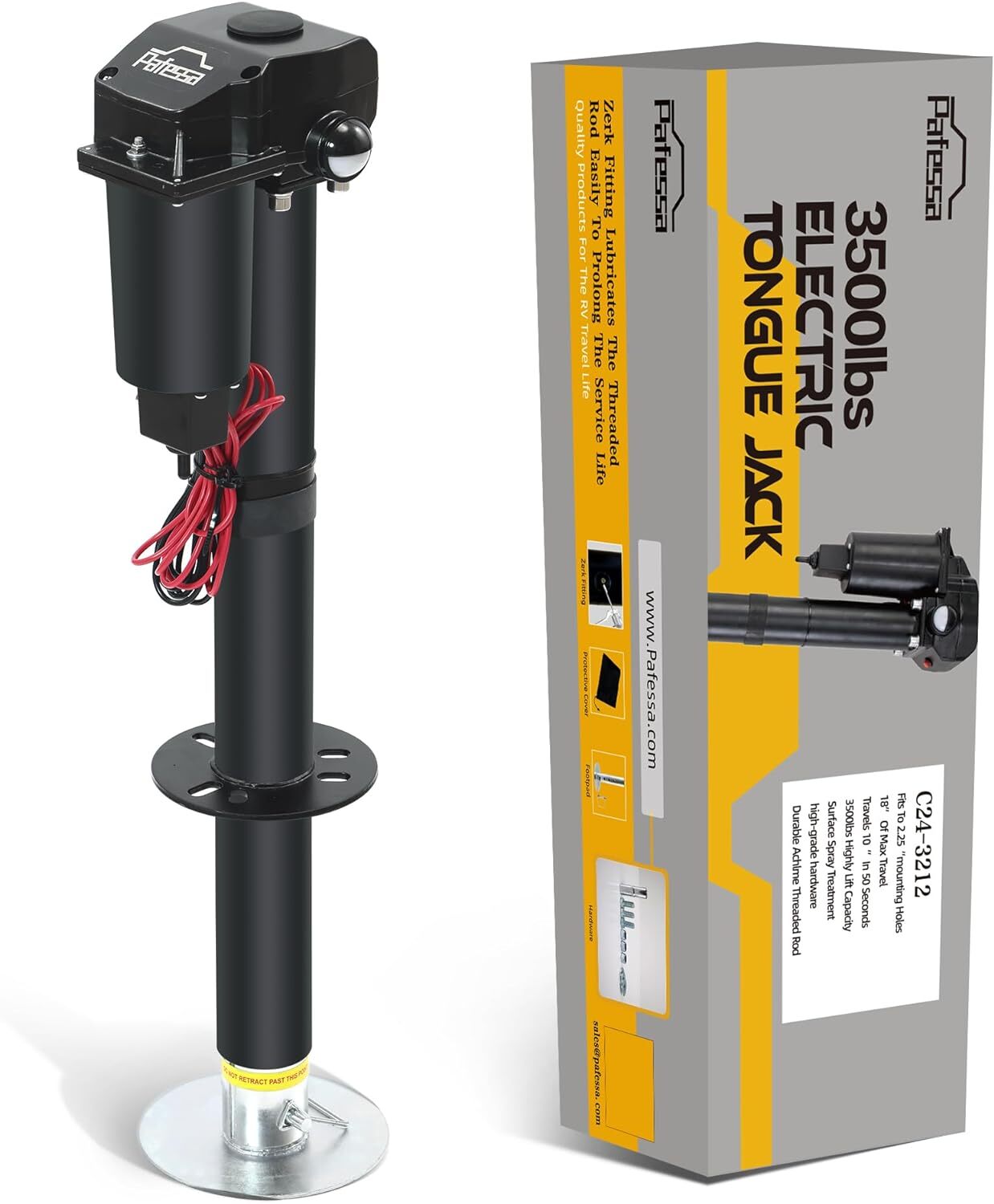 Electric Trailer Jack A Frame Travel 3500lb 12V with Drop Foot Protective Cover
