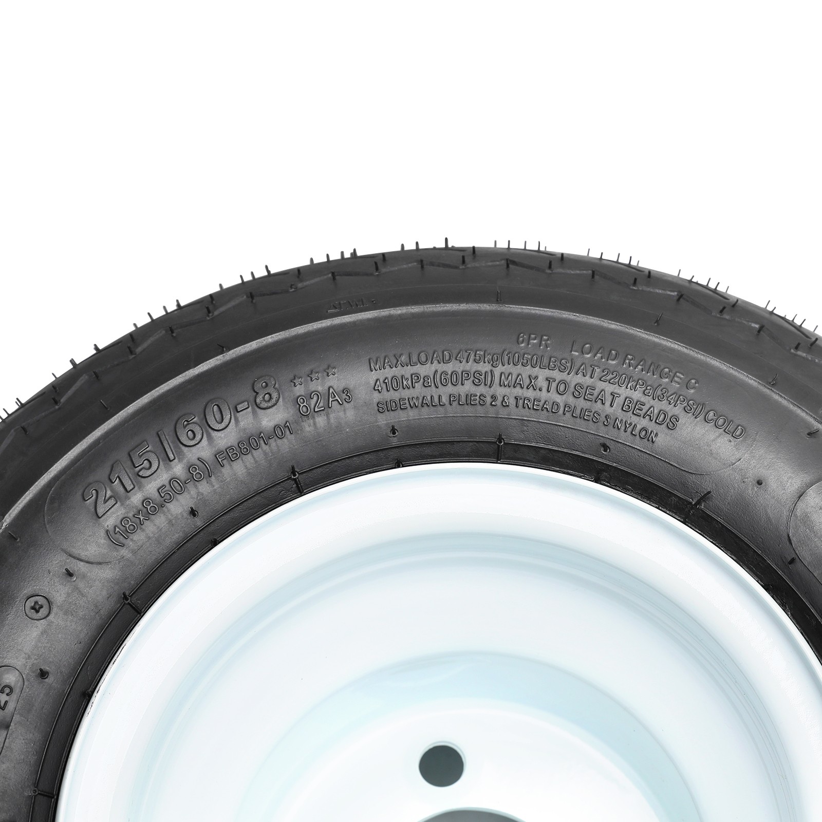 2-Pack Trailer Tires On Wheel Rims 18.5X8.50-8 215/60-8 Load C 4 Lug 4‘’ Bolt