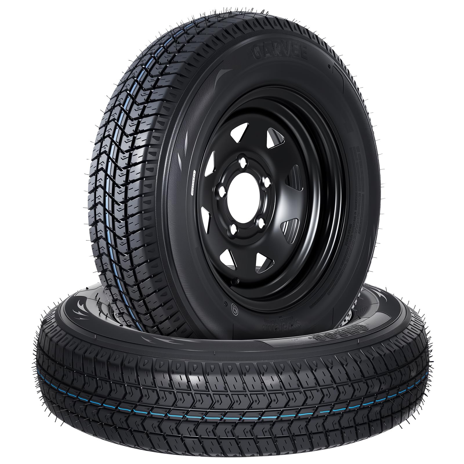 4 PCS ST175/80D13 Trailer Tires with 13″ Rims 175/80 D 13 LRC 5 Lug on 4.5″ 6PR